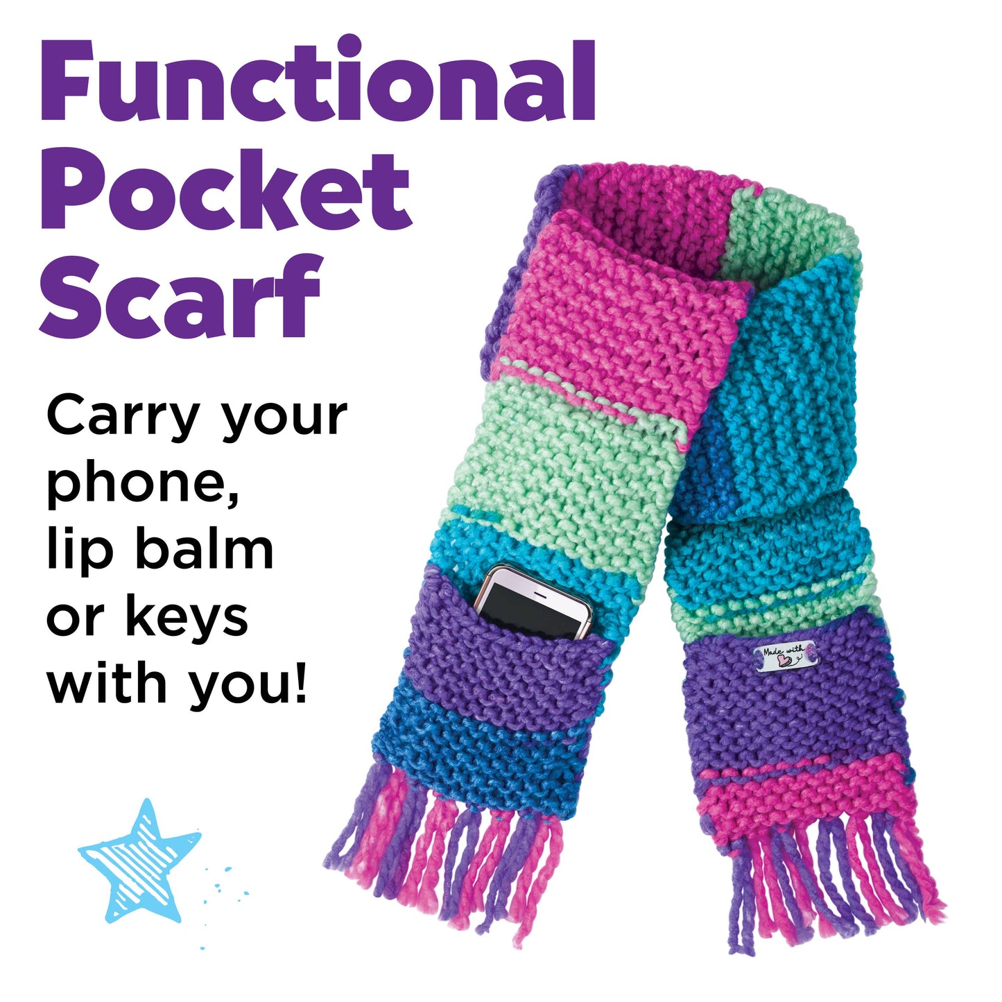 Learn to Knit A Pocket Scarf | Craft Kit