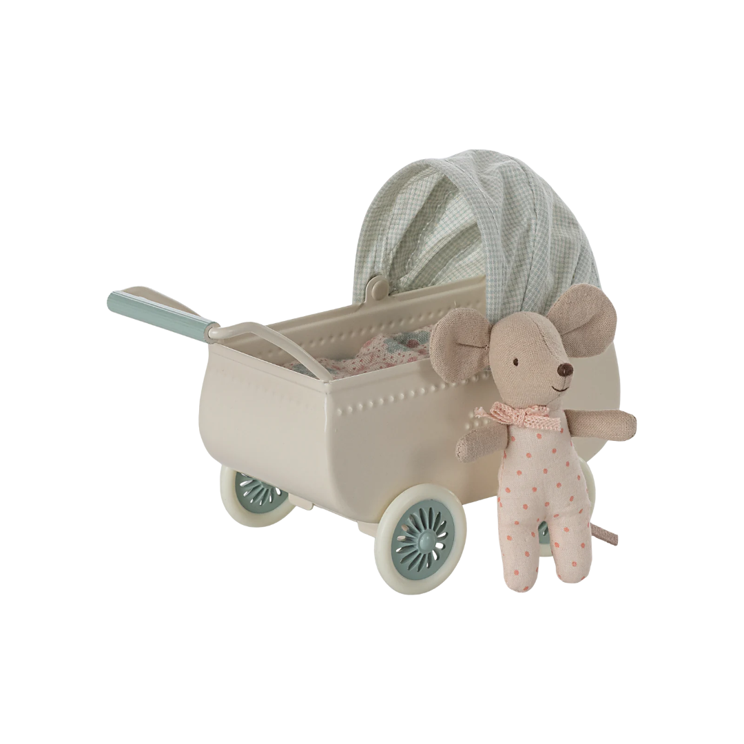 Pram with Baby Mouse | Mint