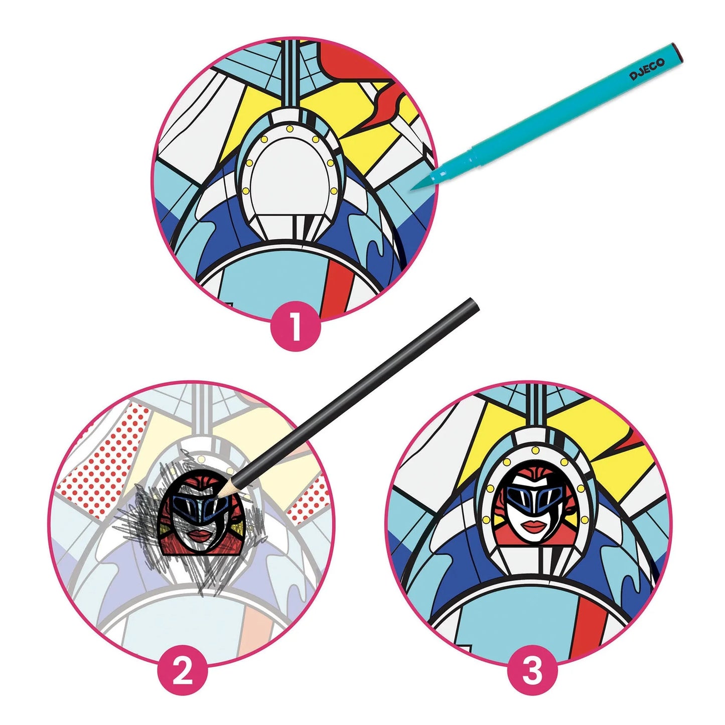 Inspired by Lichtenstein Superheroes Coloring and Rub-On Transfer Kit