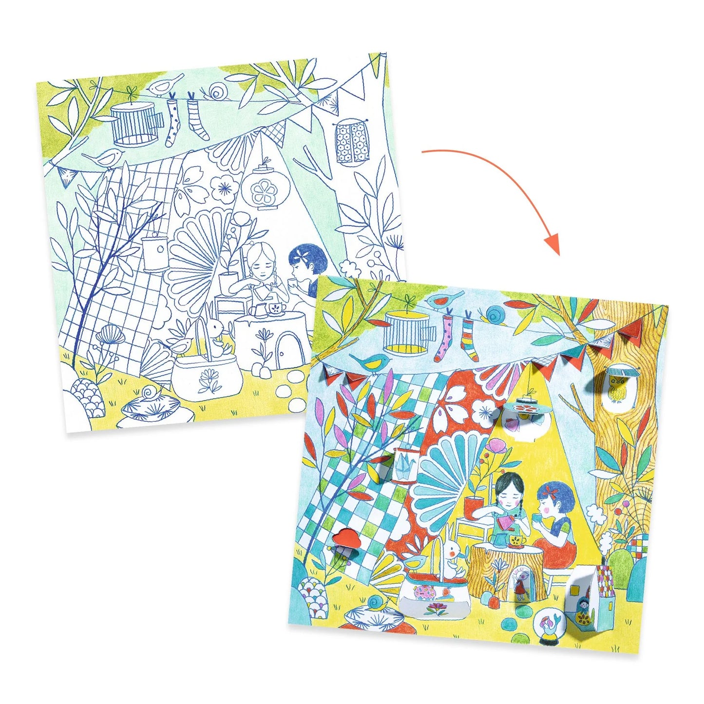 Nina's Play Tents | Lift-The-Flap Coloring Activity