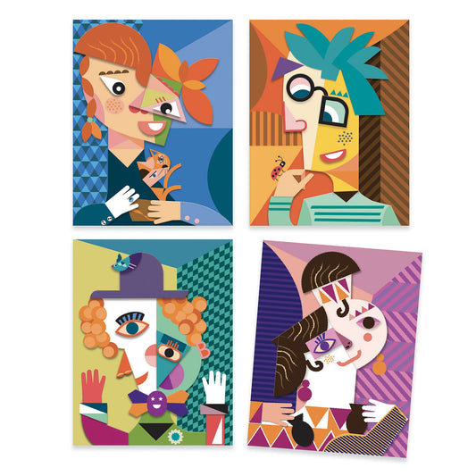 Square Heads Inspired by Picasso Sticker Collage Kit