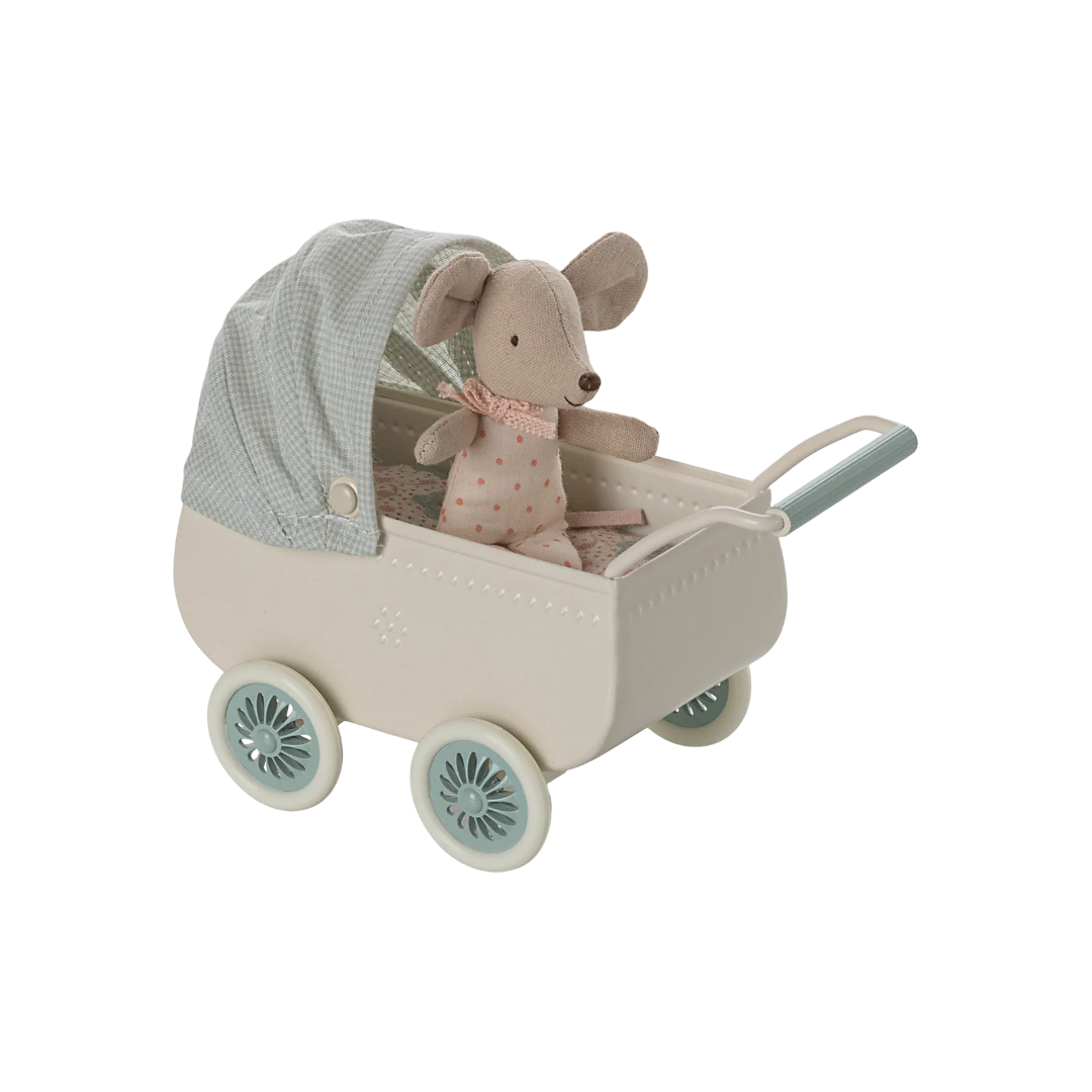 Pram with Baby Mouse | Mint