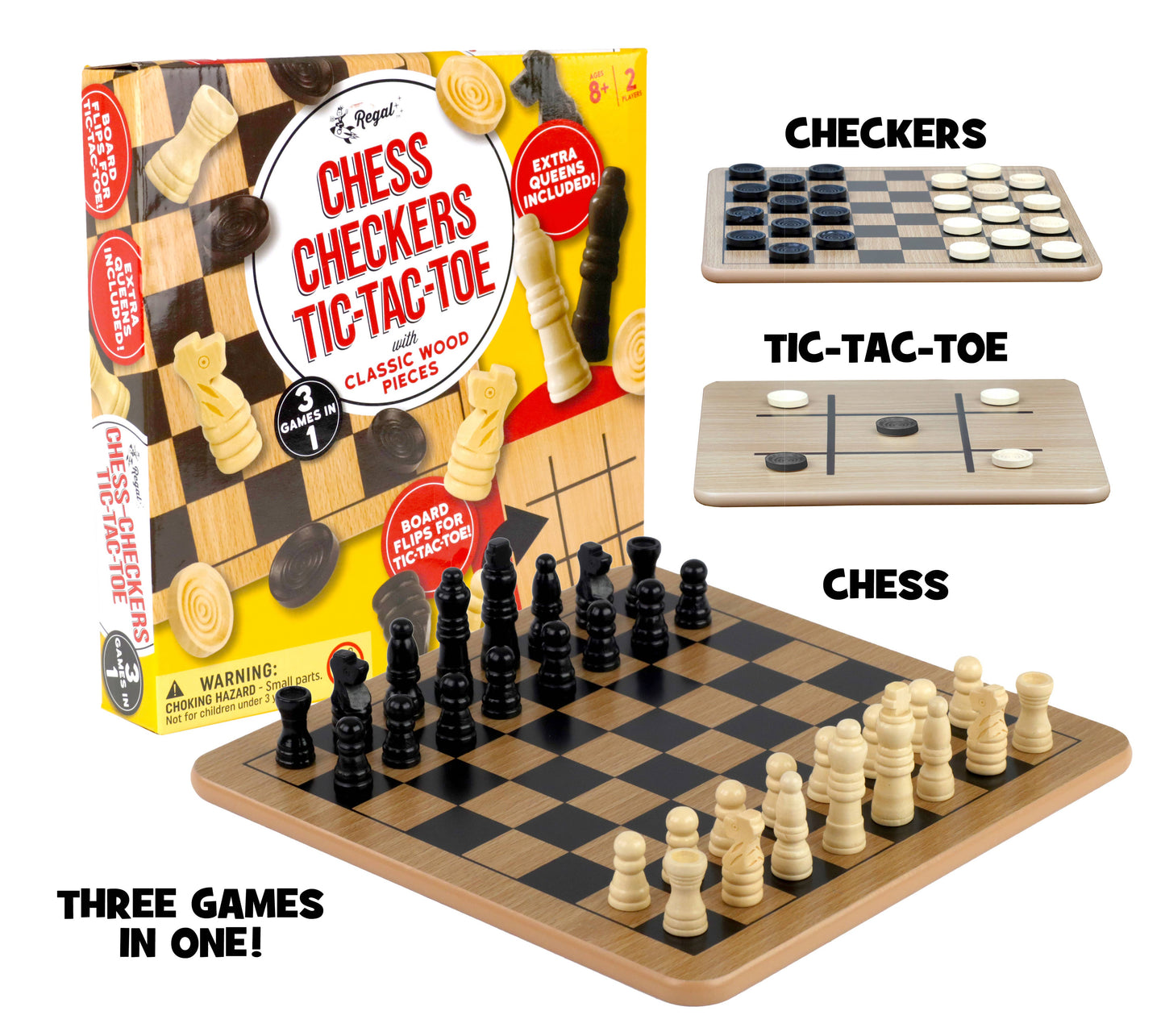 Wood Chess/Checkers & Tic-Tac-Toe